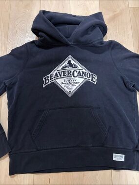 Vintage Beaver Canoe Hoodie, Black, sz XL *slim fit